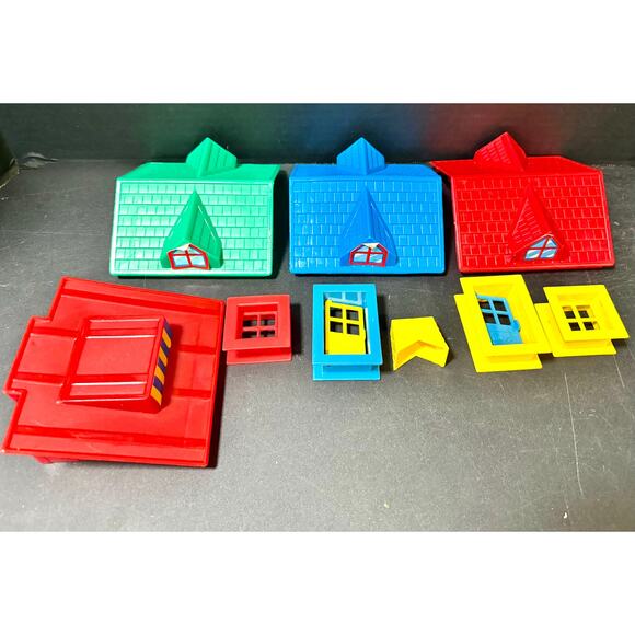 Playskool Lincoln Logs Replacement Roofs Windows Door Building Pcs Lot of 9 VTG - Picture 1 of 2